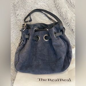Navy Blue Christian Dior Cannage bucket bag